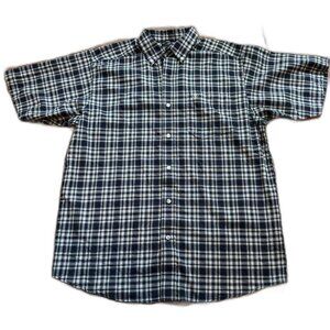 Ariat Pro Series Black White Plaid Short Sleeve Size M Western